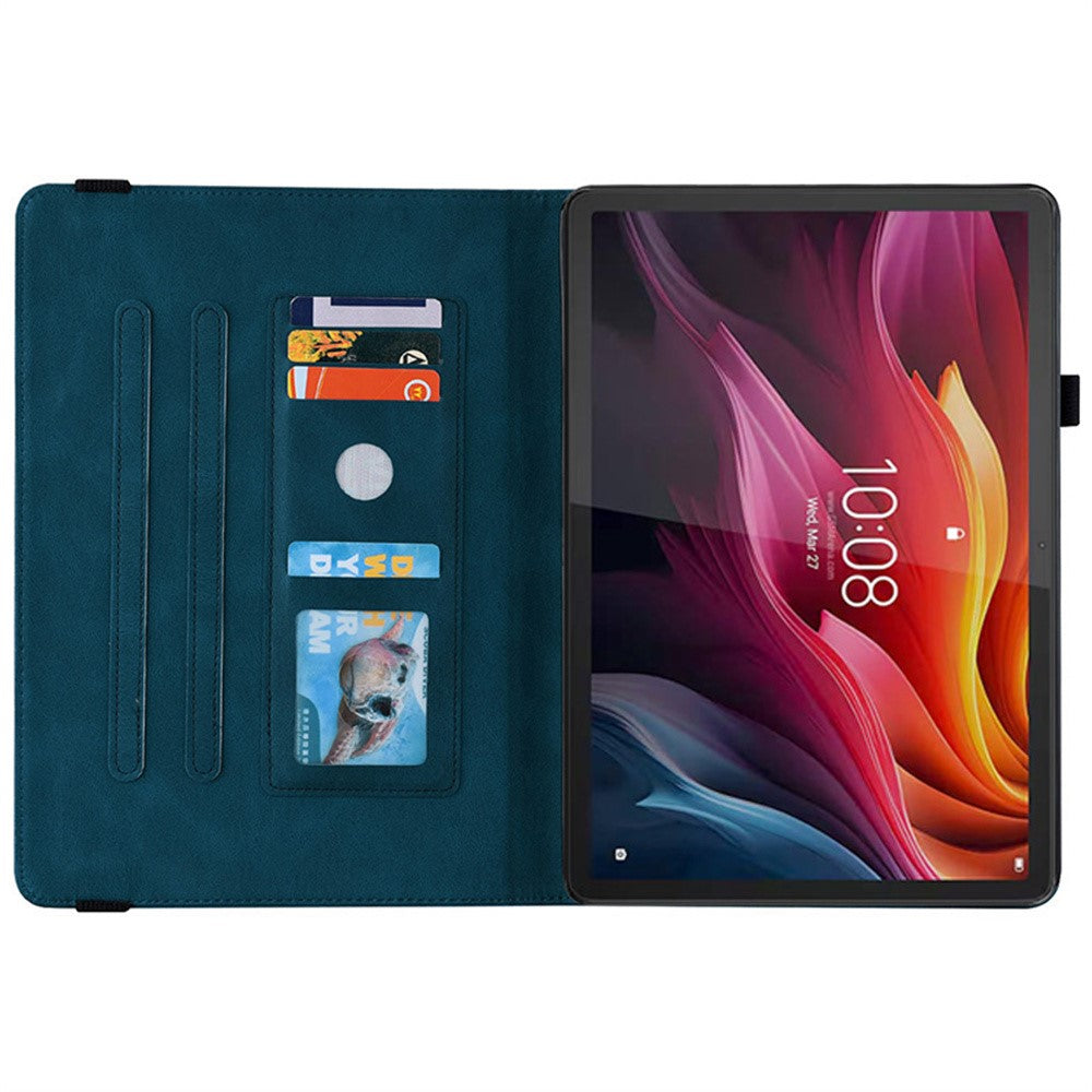 For Lenovo Idea Tab (TB336ZU / TB336FU) / Xiaoxin Pad 11 2025 Case Butterfly Flower Imprint PU Leather Tablet Cover with Card Slots - Blue