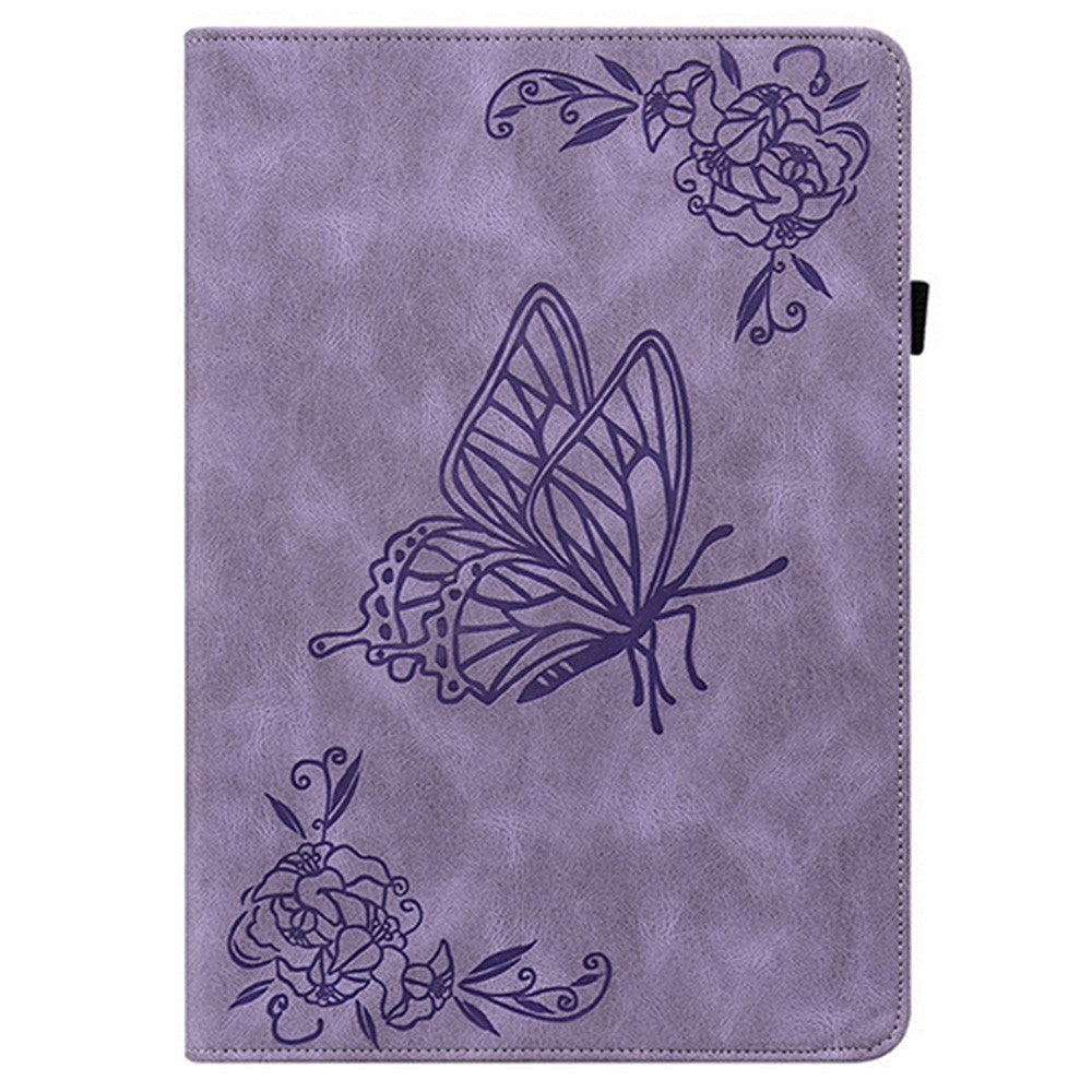 For Lenovo Idea Tab (TB336ZU / TB336FU) / Xiaoxin Pad 11 2025 Case Butterfly Flower Imprint PU Leather Tablet Cover with Card Slots - Purple