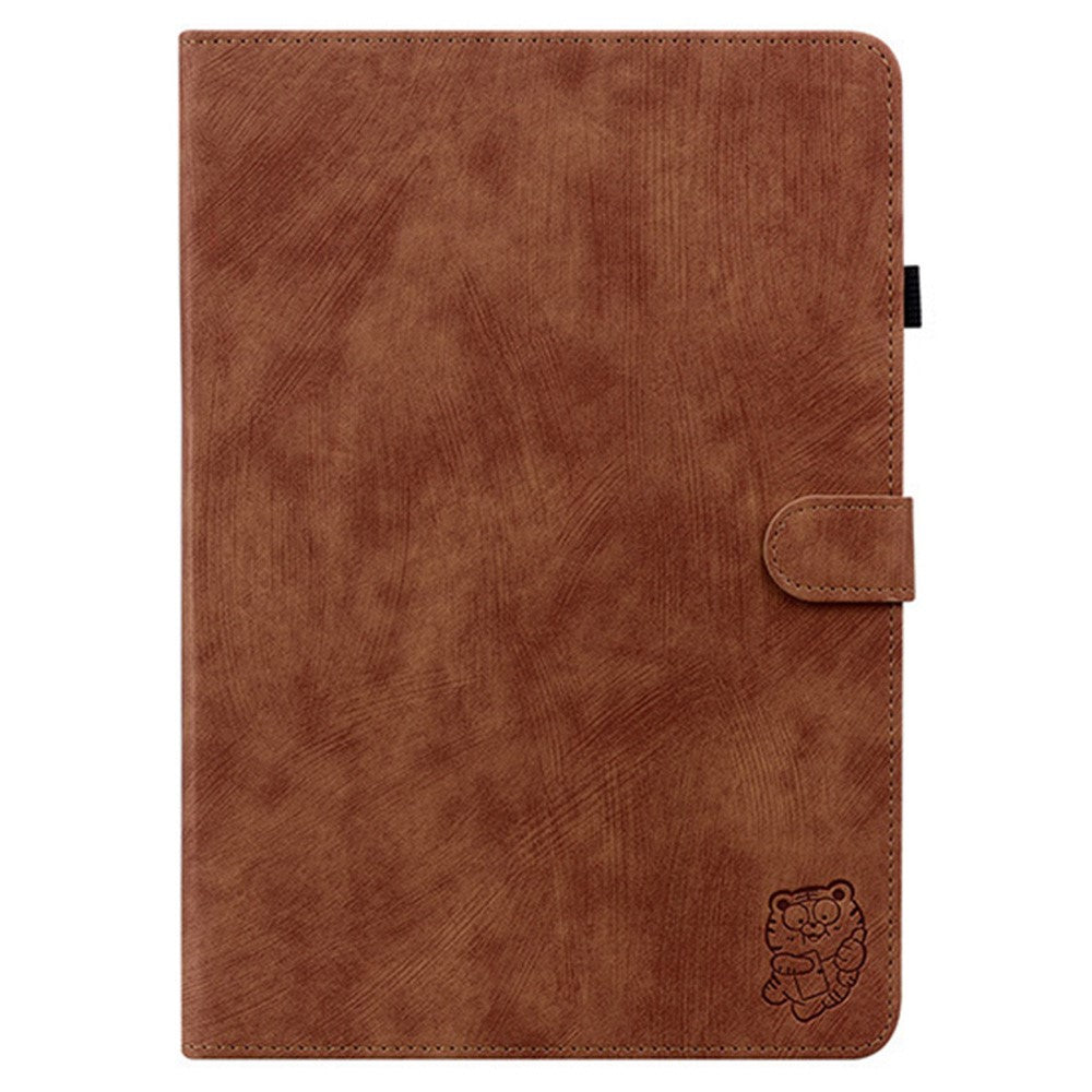 For Lenovo Idea Tab (TB336ZU / TB336FU) / Xiaoxin Pad 11 2025 Case Tiger Imprint Anti-Scratch PU Leather Tablet Cover - Brown
