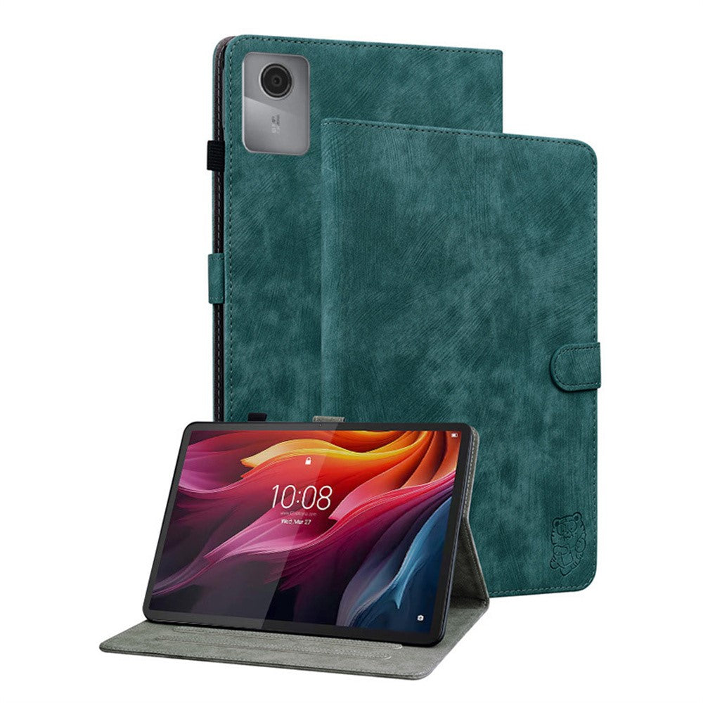 For Lenovo Idea Tab (TB336ZU / TB336FU) / Xiaoxin Pad 11 2025 Case Tiger Imprint Anti-Scratch PU Leather Tablet Cover - Green