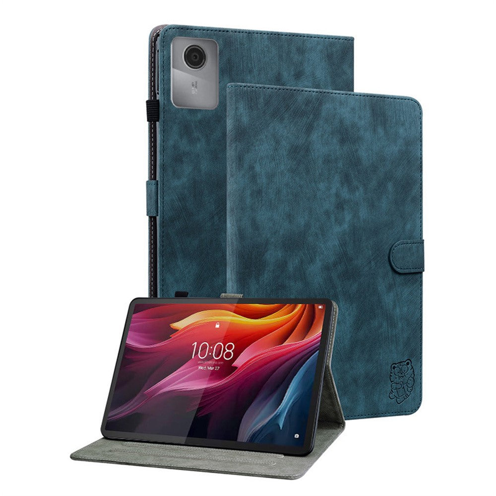 For Lenovo Idea Tab (TB336ZU / TB336FU) / Xiaoxin Pad 11 2025 Case Tiger Imprint Anti-Scratch PU Leather Tablet Cover - Blue