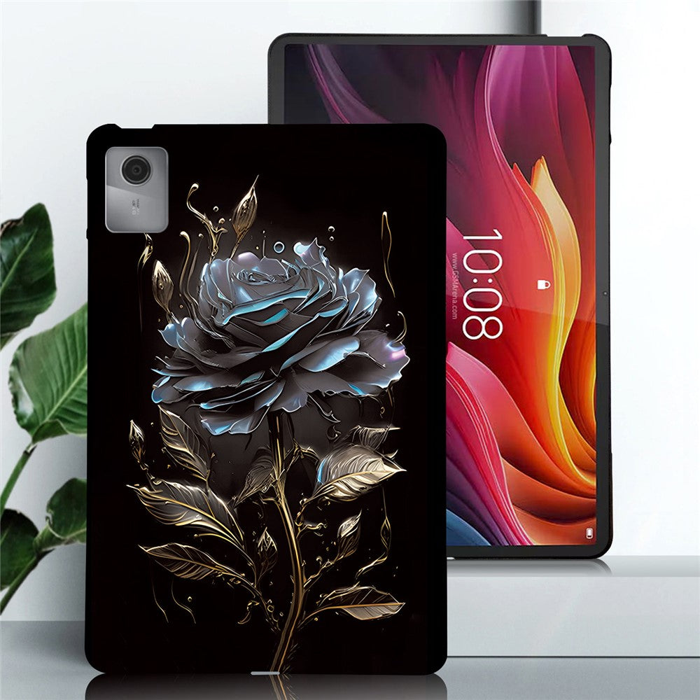 For Lenovo Idea Tab (TB336ZU / TB336FU) / Xiaoxin Pad 11 2025 TPU Case Pattern Printing Slim Tablet Protective Cover - Black Rose