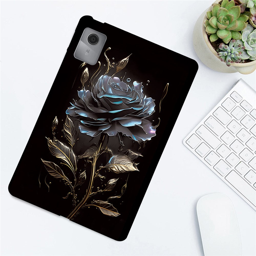 For Lenovo Idea Tab (TB336ZU / TB336FU) / Xiaoxin Pad 11 2025 TPU Case Pattern Printing Slim Tablet Protective Cover - Black Rose