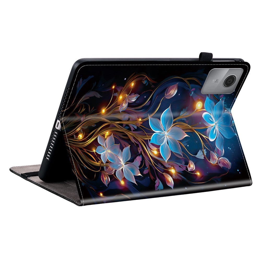 For Lenovo Idea Tab (TB336ZU / TB336FU) / Xiaoxin Pad 11 2025 Leather Case Pattern Printed Stand Tablet Cover with Card Slots - Small Lantern Flower