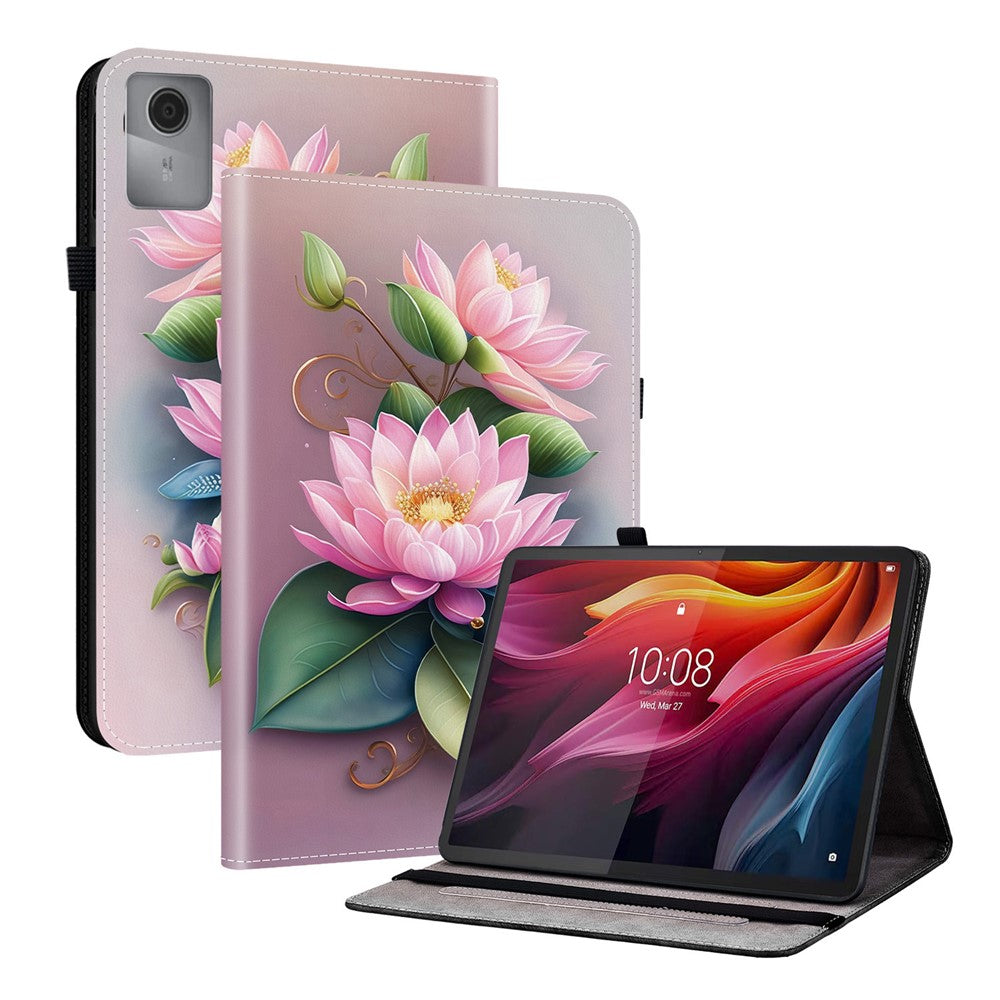 For Lenovo Idea Tab (TB336ZU / TB336FU) / Xiaoxin Pad 11 2025 Leather Case Pattern Printed Stand Tablet Cover with Card Slots - Lotus