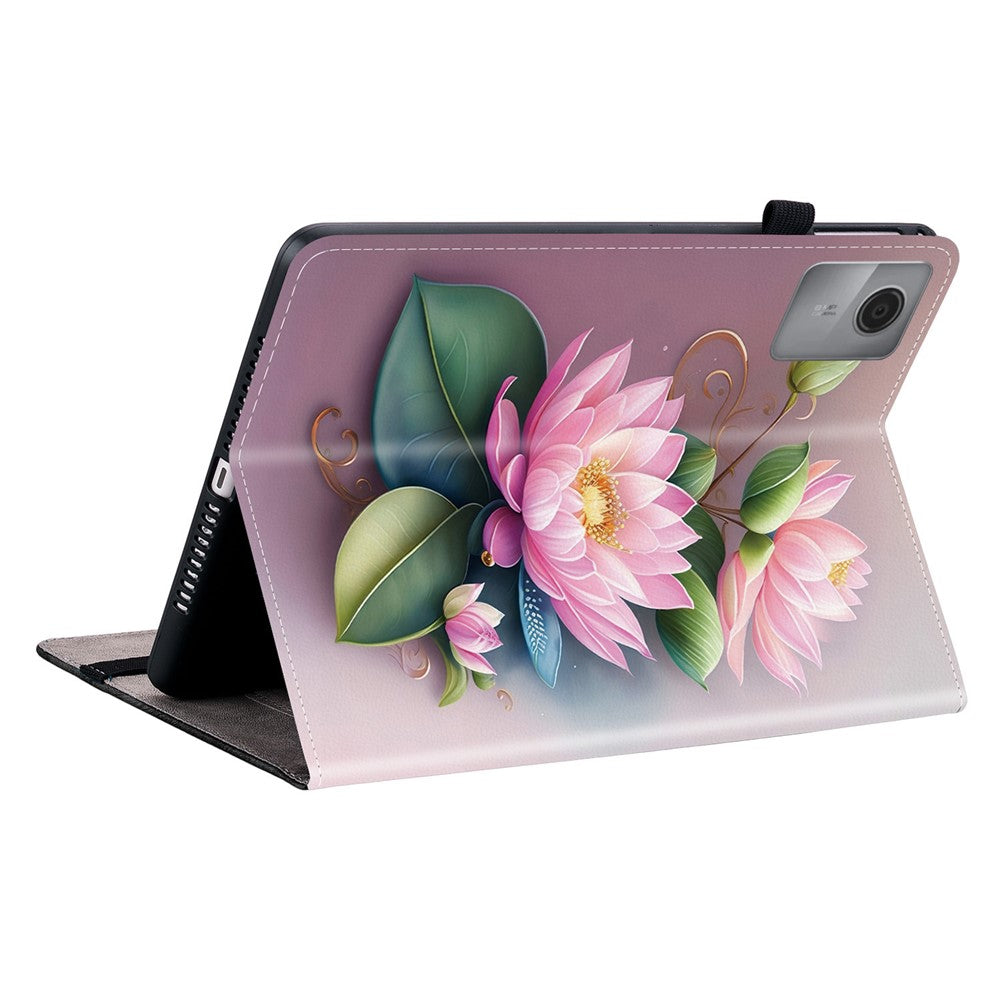 For Lenovo Idea Tab (TB336ZU / TB336FU) / Xiaoxin Pad 11 2025 Leather Case Pattern Printed Stand Tablet Cover with Card Slots - Lotus