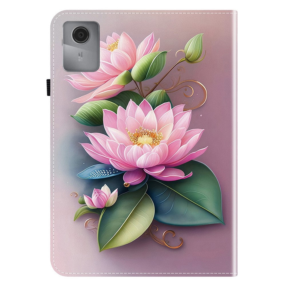 For Lenovo Idea Tab (TB336ZU / TB336FU) / Xiaoxin Pad 11 2025 Leather Case Pattern Printed Stand Tablet Cover with Card Slots - Lotus