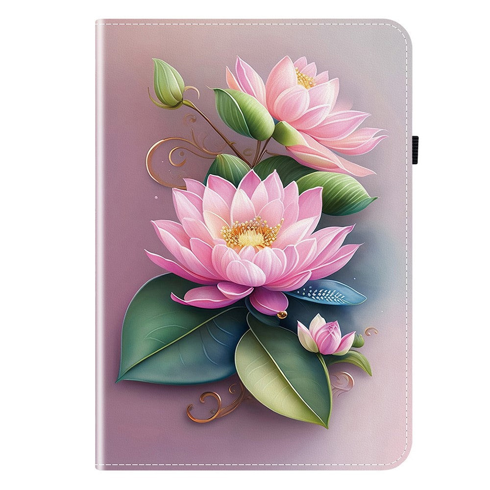 For Lenovo Idea Tab (TB336ZU / TB336FU) / Xiaoxin Pad 11 2025 Leather Case Pattern Printed Stand Tablet Cover with Card Slots - Lotus