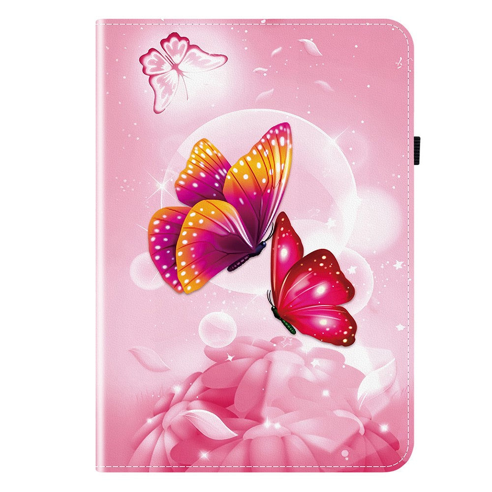 For Lenovo Idea Tab (TB336ZU / TB336FU) / Xiaoxin Pad 11 2025 Leather Case Pattern Printed Stand Tablet Cover with Card Slots - Pink Butterfly