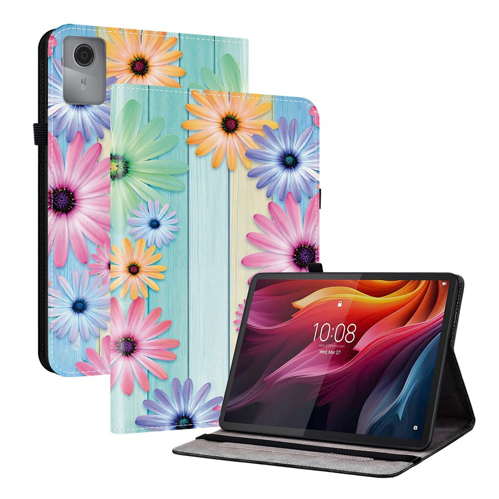 For Lenovo Idea Tab (TB336ZU / TB336FU) / Xiaoxin Pad 11 2025 Leather Case Pattern Printed Stand Tablet Cover with Card Slots - Sunflower