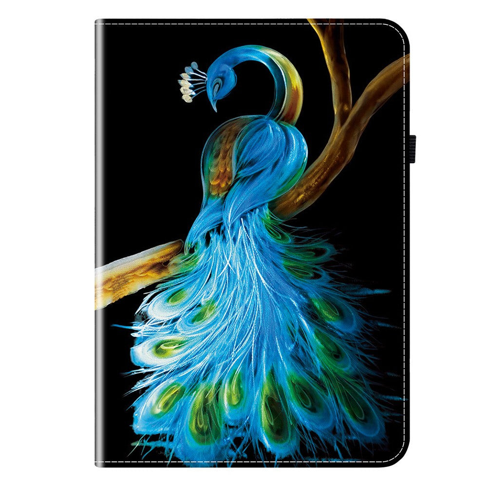 For Lenovo Idea Tab (TB336ZU / TB336FU) / Xiaoxin Pad 11 2025 Leather Case Pattern Printed Stand Tablet Cover with Card Slots - Peacock