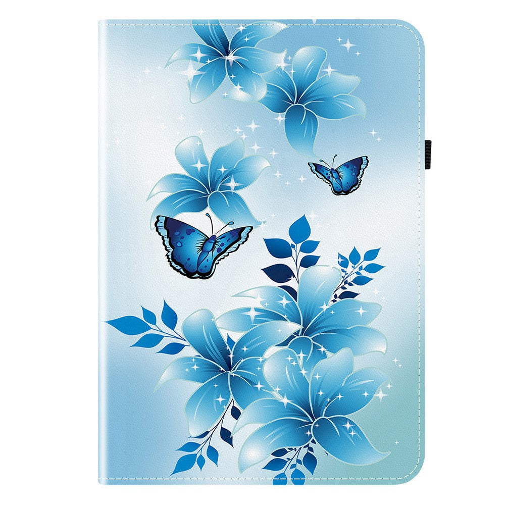 For Lenovo Idea Tab (TB336ZU / TB336FU) / Xiaoxin Pad 11 2025 Leather Case Pattern Printed Stand Tablet Cover with Card Slots - Blue Butterfly