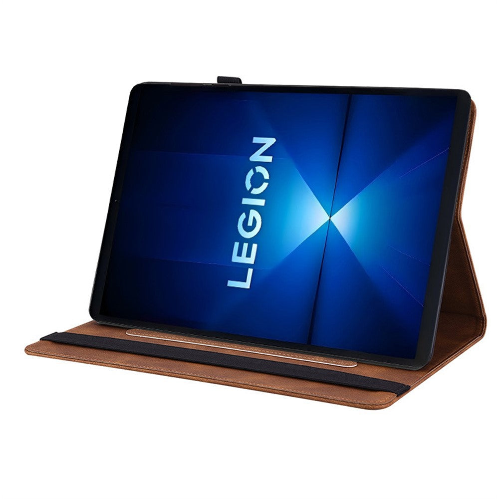 For Lenovo Legion Y700 Gen 4 Case Butterfly Flower Imprint PU Leather Tablet Cover with Card Slots - Brown