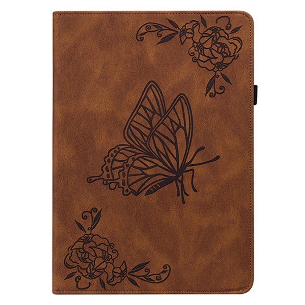 For Lenovo Legion Y700 Gen 4 Case Butterfly Flower Imprint PU Leather Tablet Cover with Card Slots - Brown