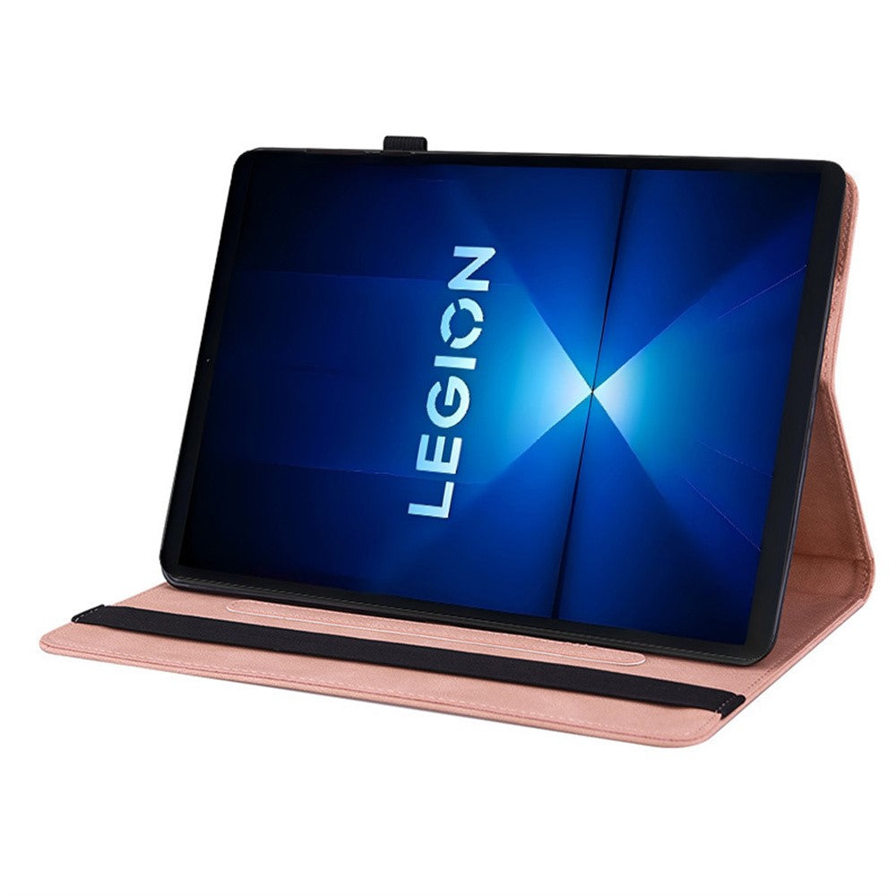 For Lenovo Legion Y700 Gen 4 Case Butterfly Flower Imprint PU Leather Tablet Cover with Card Slots - Pink