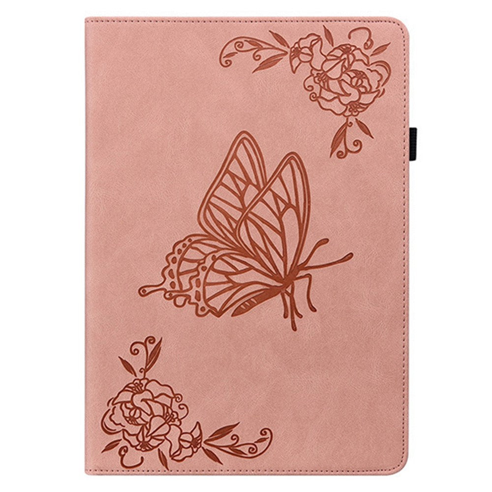 For Lenovo Legion Y700 Gen 4 Case Butterfly Flower Imprint PU Leather Tablet Cover with Card Slots - Pink