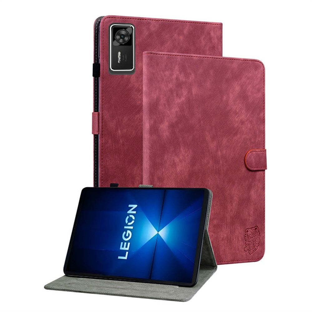 For Lenovo Legion Y700 Gen 4 Case Tiger Imprint Anti-Scratch PU Leather Tablet Cover - Red