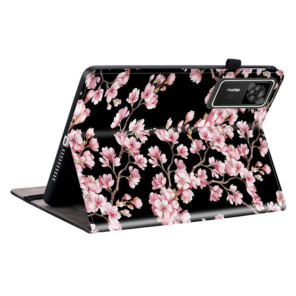 For Lenovo Legion Y700 Gen 4 Leather Case Pattern Printed Stand Tablet Cover with Card Slots - Plum Blossom