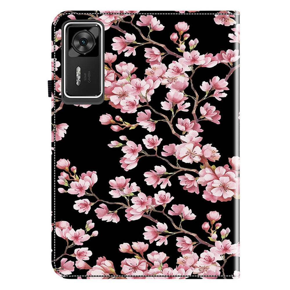 For Lenovo Legion Y700 Gen 4 Leather Case Pattern Printed Stand Tablet Cover with Card Slots - Plum Blossom