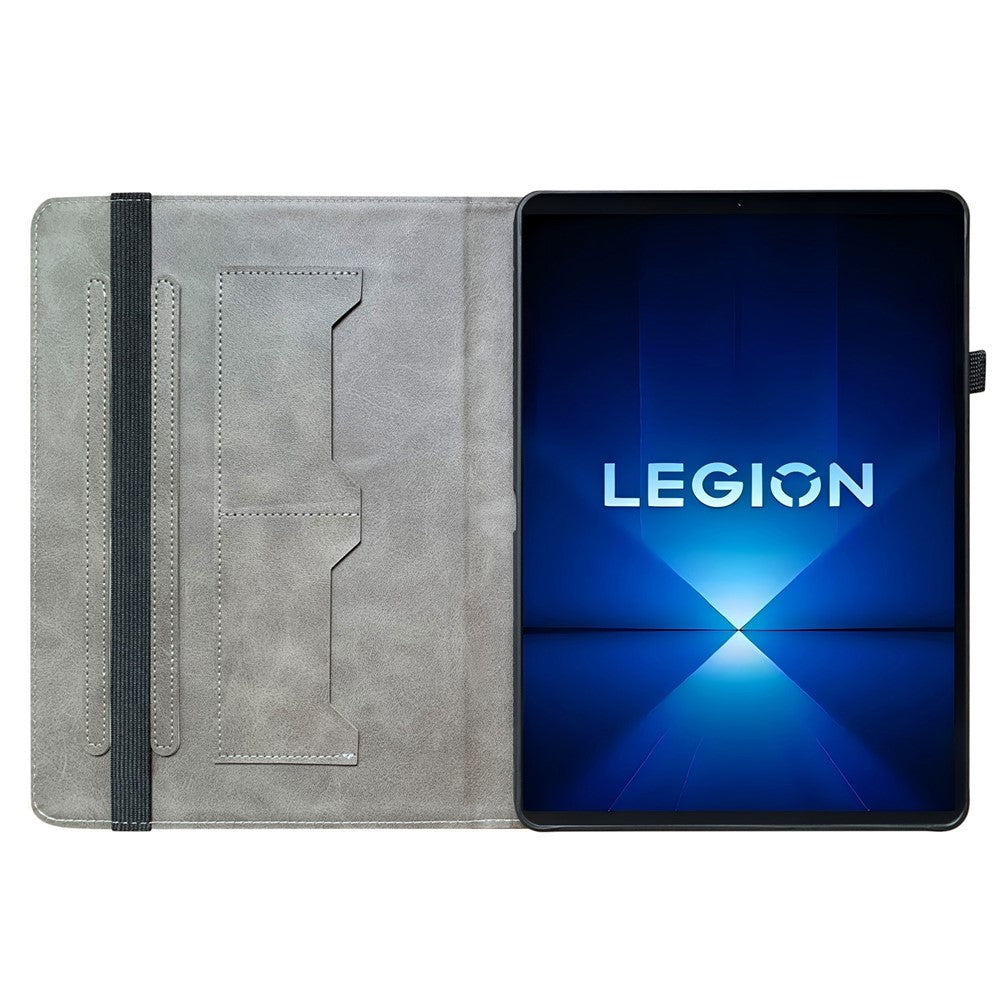 For Lenovo Legion Y700 Gen 4 Leather Case Pattern Printed Stand Tablet Cover with Card Slots - Purple Peony