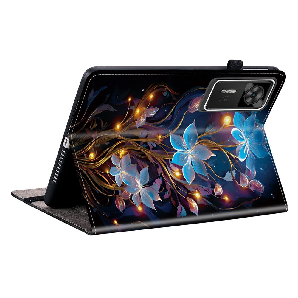 For Lenovo Legion Y700 Gen 4 Leather Case Pattern Printed Stand Tablet Cover with Card Slots - Small Lantern Flower
