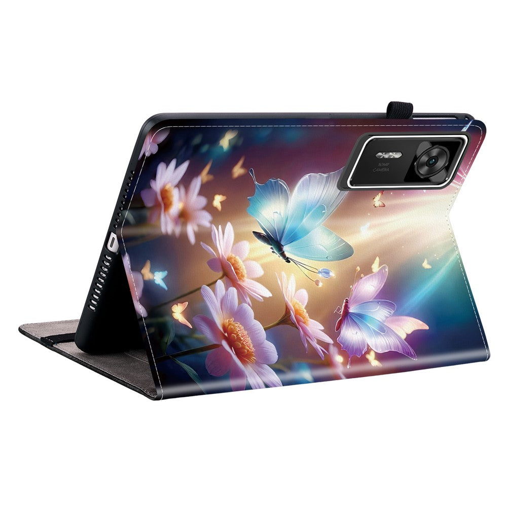 For Lenovo Legion Y700 Gen 4 Leather Case Pattern Printed Stand Tablet Cover with Card Slots - Butterfly Floral