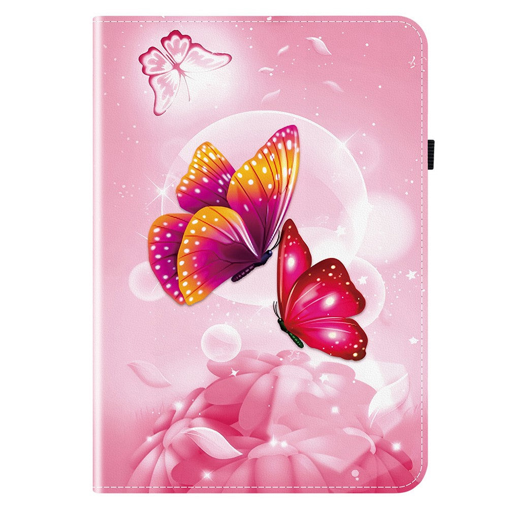 For Lenovo Legion Y700 Gen 4 Leather Case Pattern Printed Stand Tablet Cover with Card Slots - Pink Butterfly