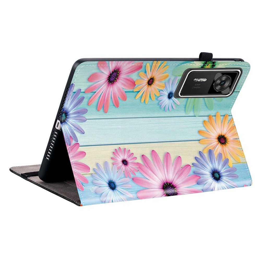 For Lenovo Legion Y700 Gen 4 Leather Case Pattern Printed Stand Tablet Cover with Card Slots - Sunflower