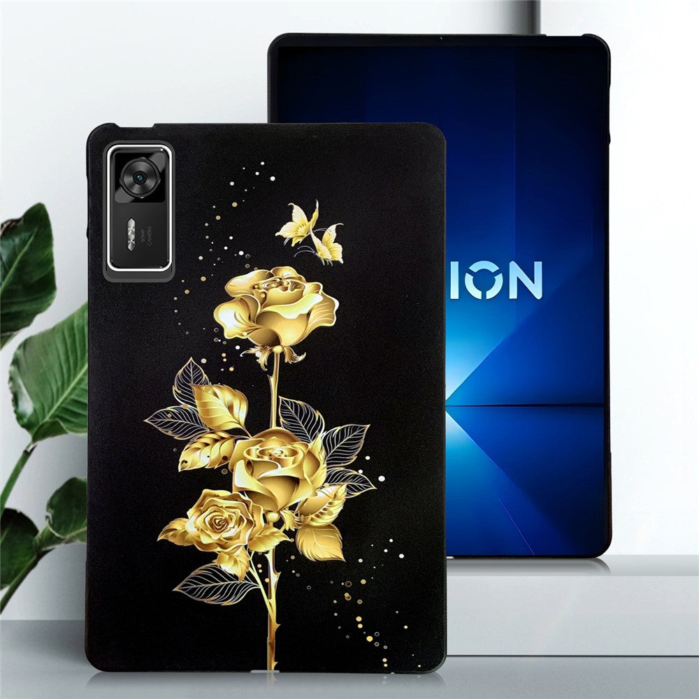 For Lenovo Legion Y700 Gen 4 TPU Case Pattern Printing Slim Tablet Protective Cover - Golden Butterfly Rose