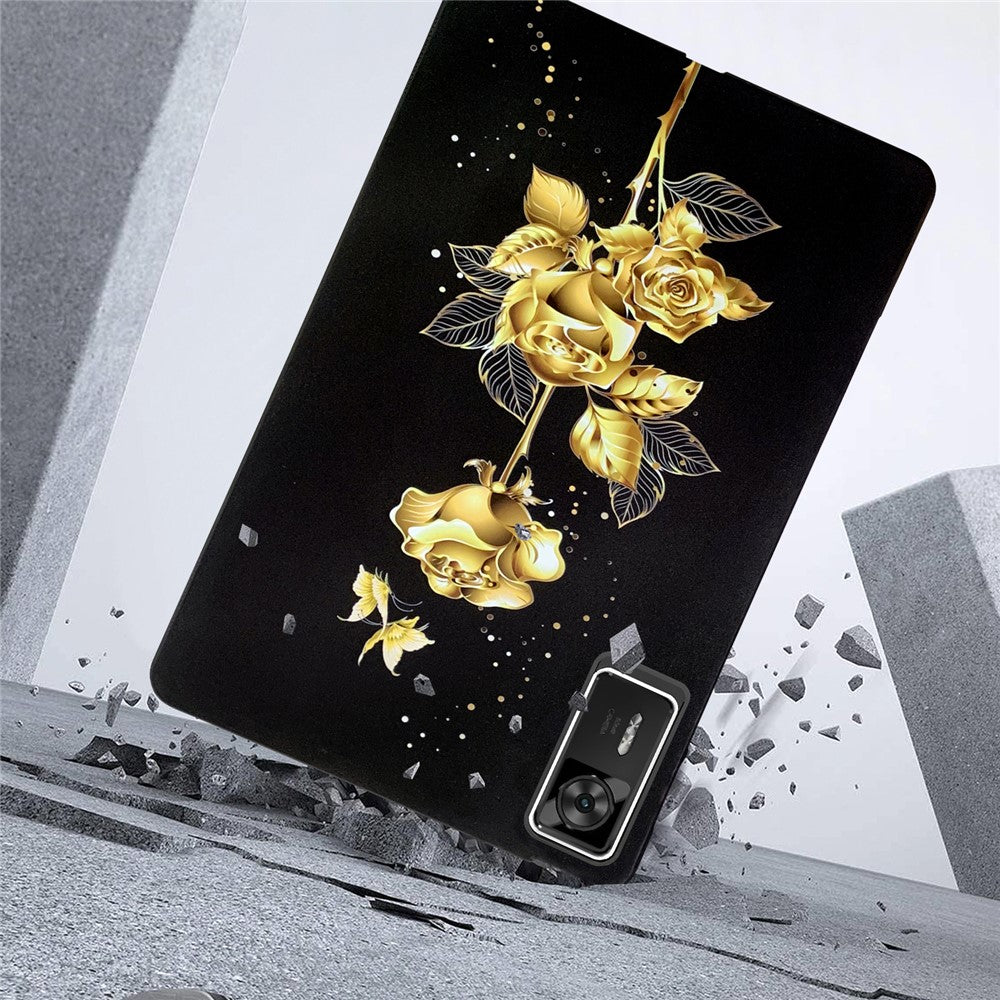 For Lenovo Legion Y700 Gen 4 TPU Case Pattern Printing Slim Tablet Protective Cover - Golden Butterfly Rose
