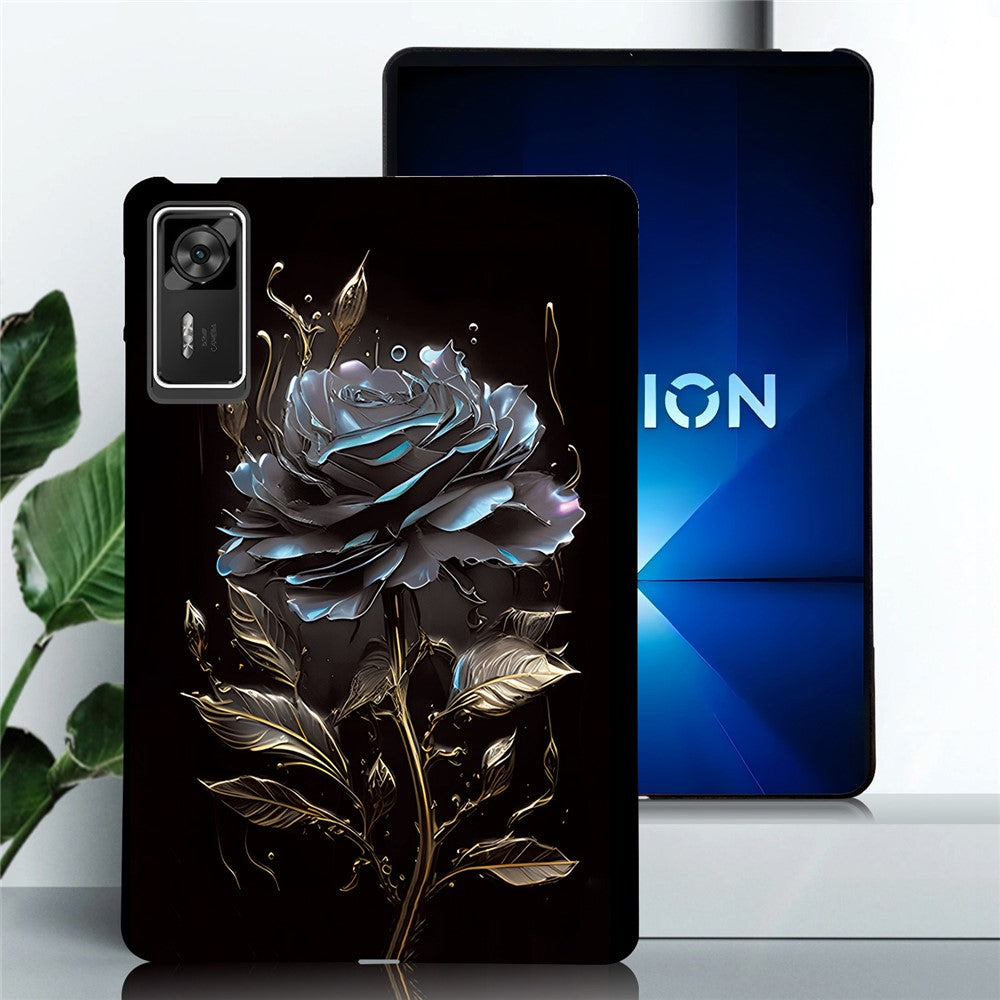 For Lenovo Legion Y700 Gen 4 TPU Case Pattern Printing Slim Tablet Protective Cover - Black Rose