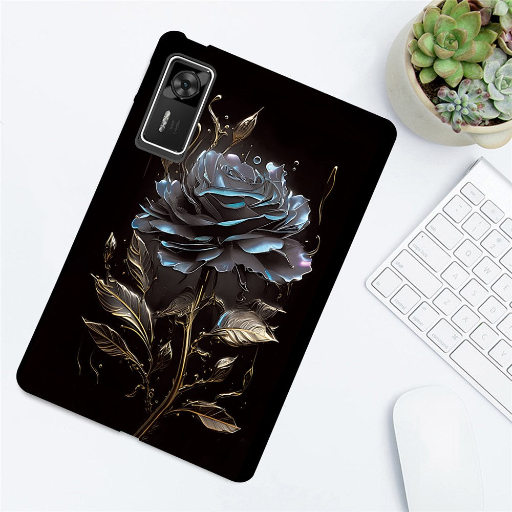 For Lenovo Legion Y700 Gen 4 TPU Case Pattern Printing Slim Tablet Protective Cover - Black Rose