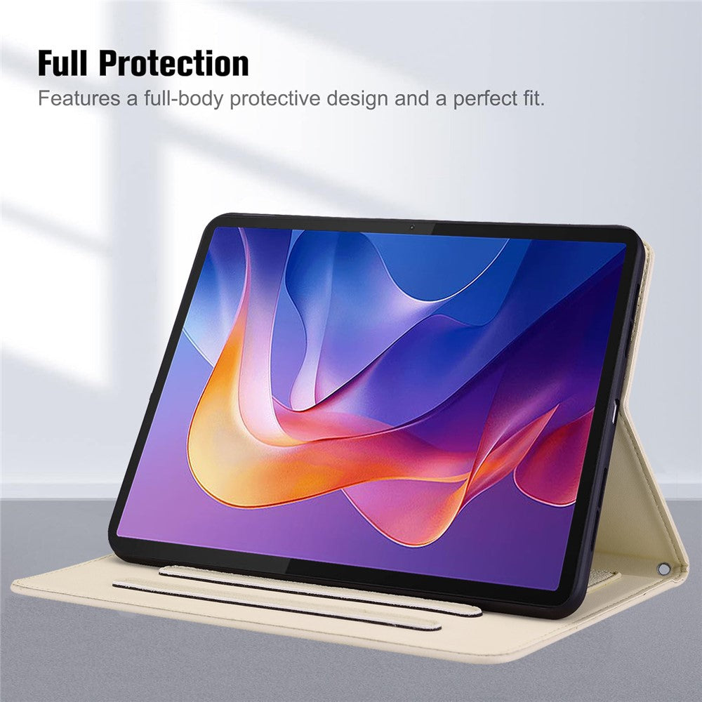 For Lenovo Tab P12 Case 3D Effect Cat Pattern Leather Stand Table Cover with Wallet, Stylus Holder - Apricot