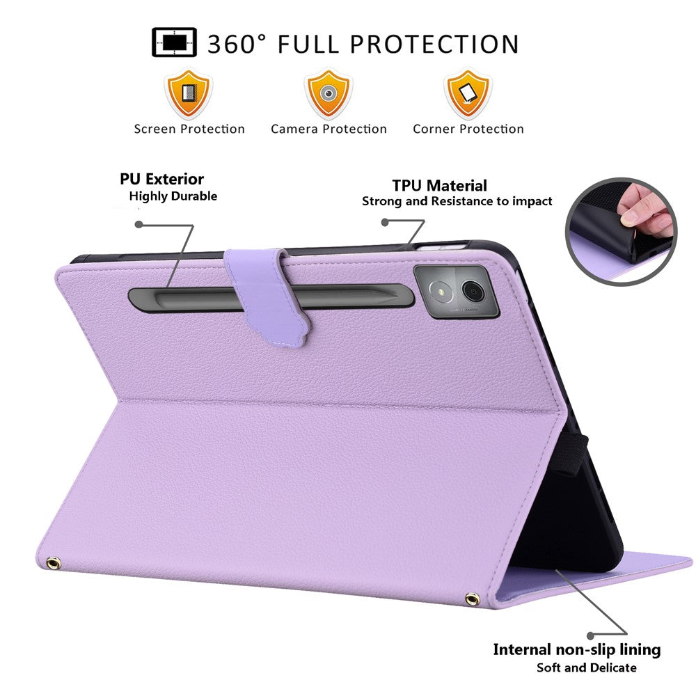 For Lenovo Xiaoxin Pad Pro 12.7 (2025) Case 3D Effect Cat Pattern Leather Stand Table Cover with Wallet, Stylus Holder - Purple