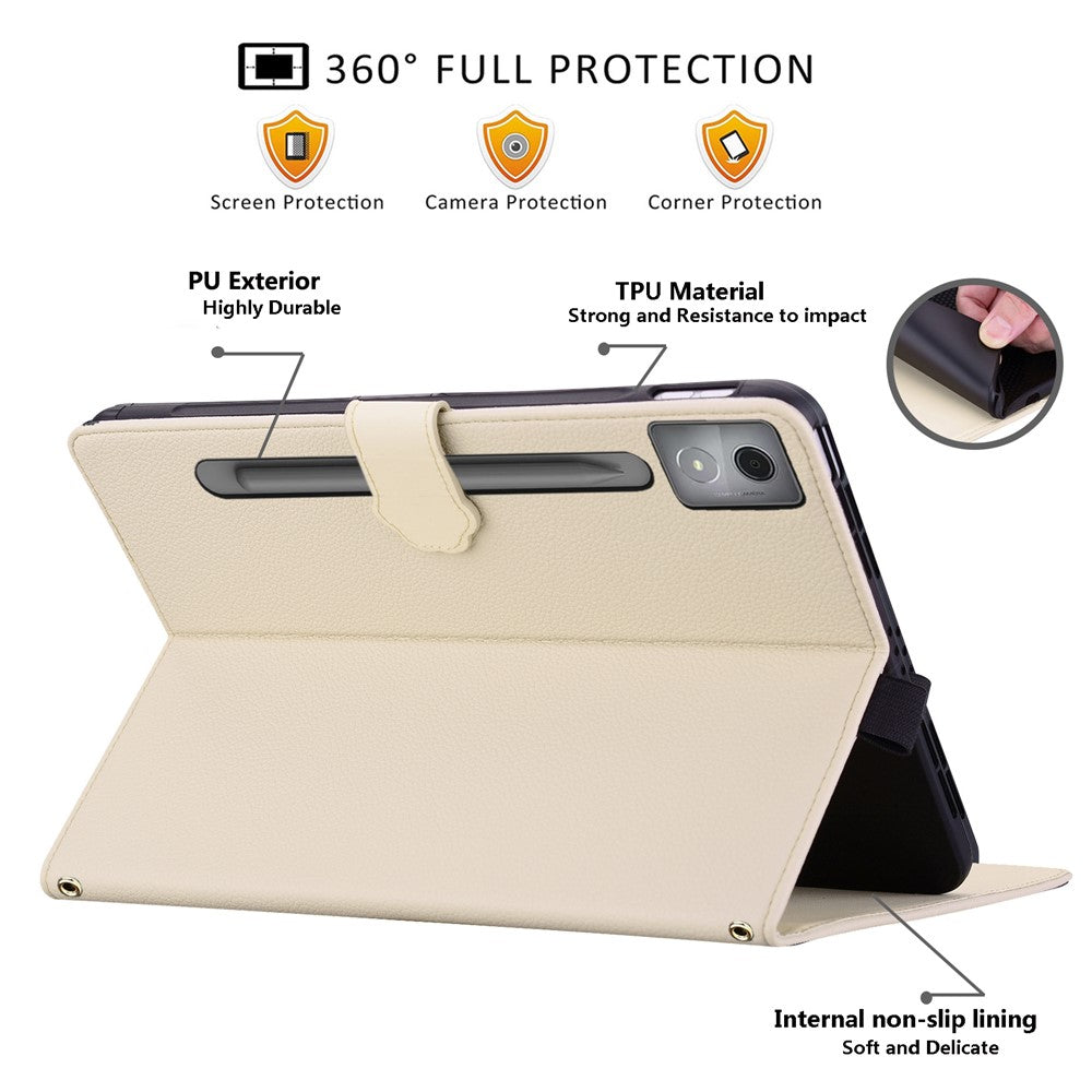 For Lenovo Xiaoxin Pad Pro 12.7 (2025) Case 3D Effect Cat Pattern Leather Stand Table Cover with Wallet, Stylus Holder - Apricot