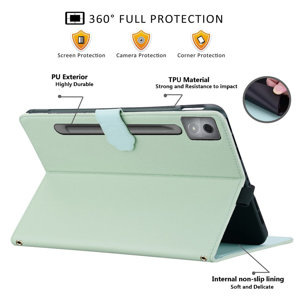 For Lenovo Xiaoxin Pad Pro 12.7 (2025) Case 3D Effect Cat Pattern Leather Stand Table Cover with Wallet, Stylus Holder - Green