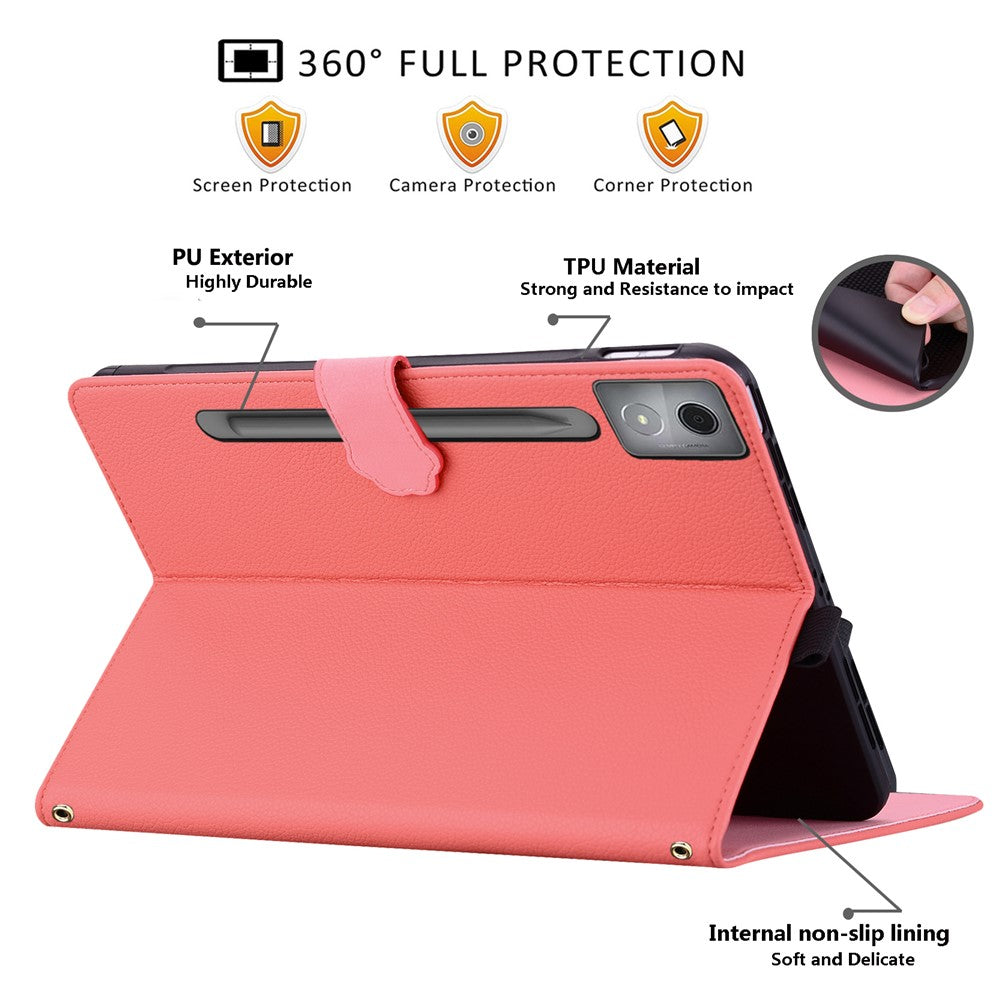 For Lenovo Xiaoxin Pad Pro 12.7 (2025) Case 3D Effect Cat Pattern Leather Stand Table Cover with Wallet, Stylus Holder - Watermelon Red