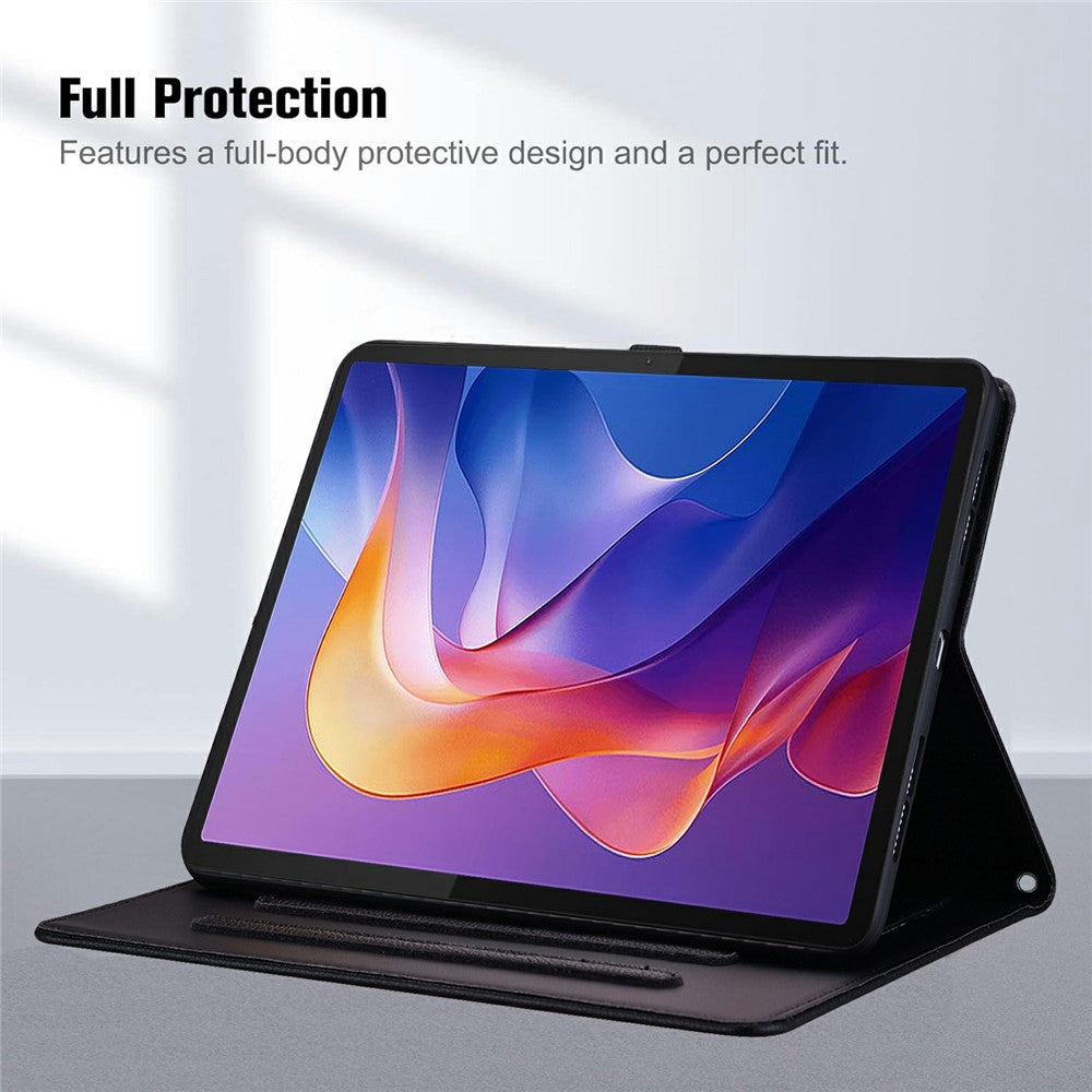 Wallet Case for Lenovo Xiaoxin Pad 2025 / Tab K11 Gen 2 / M11 Leather Stand Table Cover with Stylus Holder, 3D Effect Cat Pattern - Black