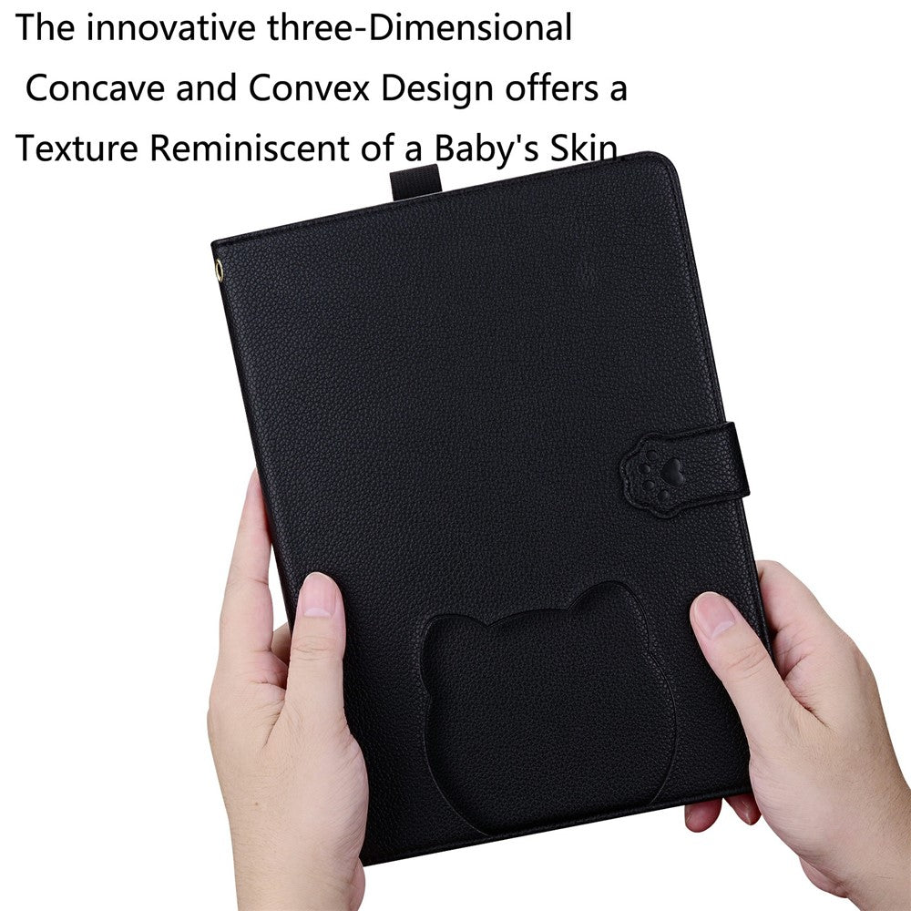Wallet Case for Lenovo Xiaoxin Pad 2025 / Tab K11 Gen 2 / M11 Leather Stand Table Cover with Stylus Holder, 3D Effect Cat Pattern - Black