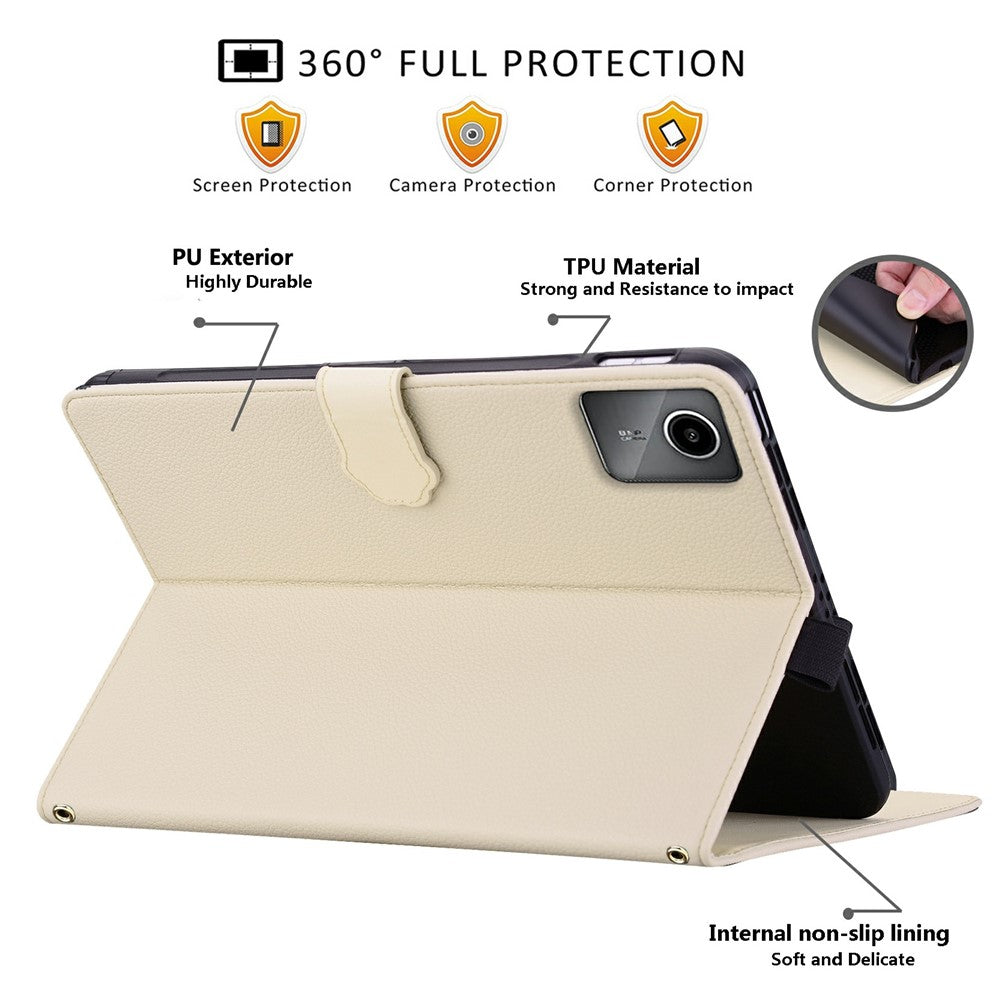 Wallet Case for Lenovo Xiaoxin Pad 2025 / Tab K11 Gen 2 / M11 Leather Stand Table Cover with Stylus Holder, 3D Effect Cat Pattern - Apricot