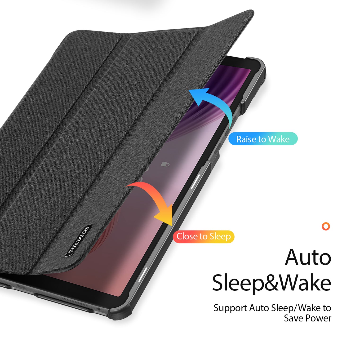 For Lenovo Tab K9 Case DUX DUCIS Domo Series Tri-fold Stand PU Leather Protective Tablet Cover - Black