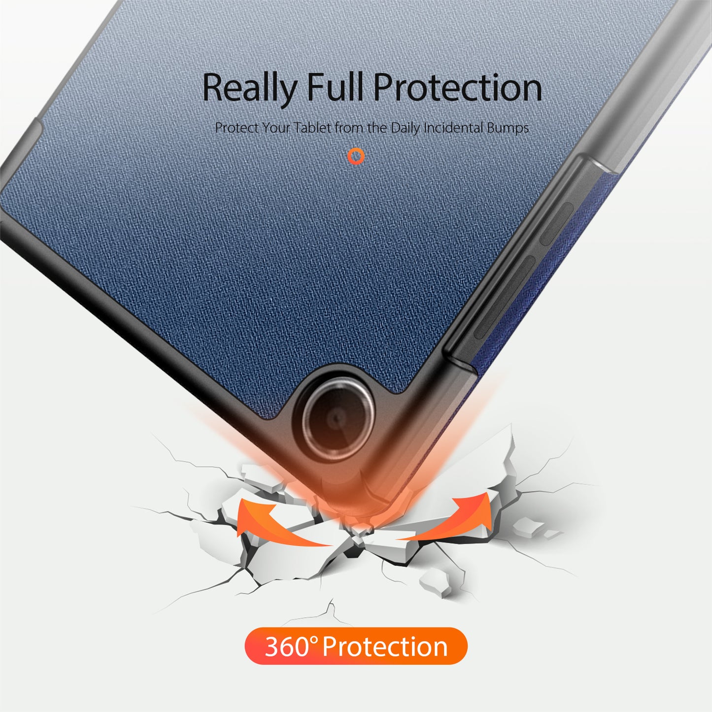 For Lenovo Tab K9 Case DUX DUCIS Domo Series Tri-fold Stand PU Leather Protective Tablet Cover - Blue