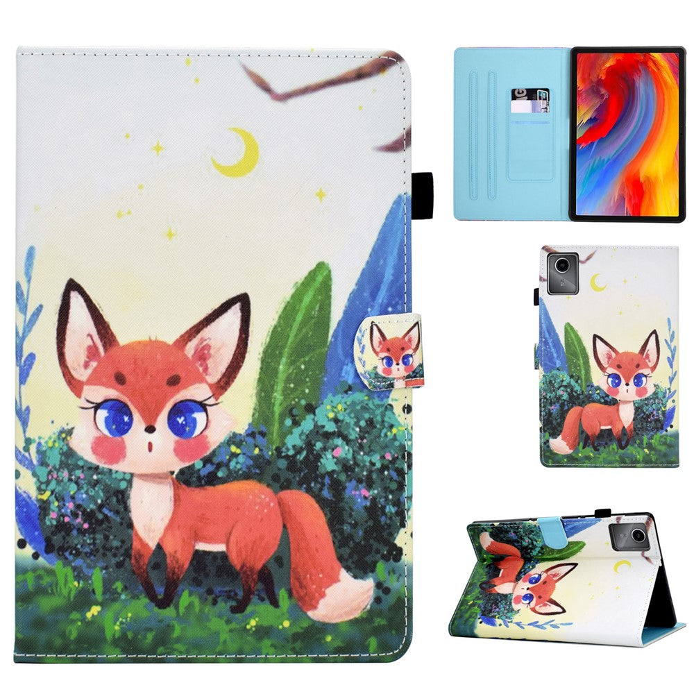 For Lenovo Xiaoxin Pad 11 2025 Case Pattern Printing Leather Tablet Cover with Card Holder - Fox