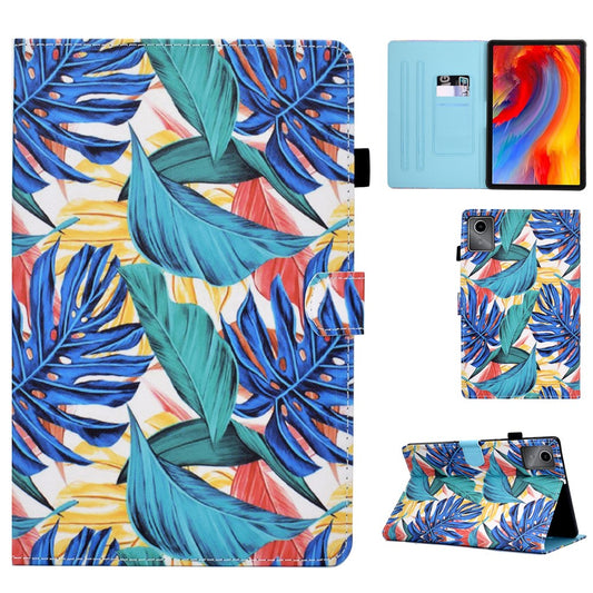 For Lenovo Xiaoxin Pad 11 2025 Case Pattern Printing Leather Tablet Cover with Card Holder - Leaves