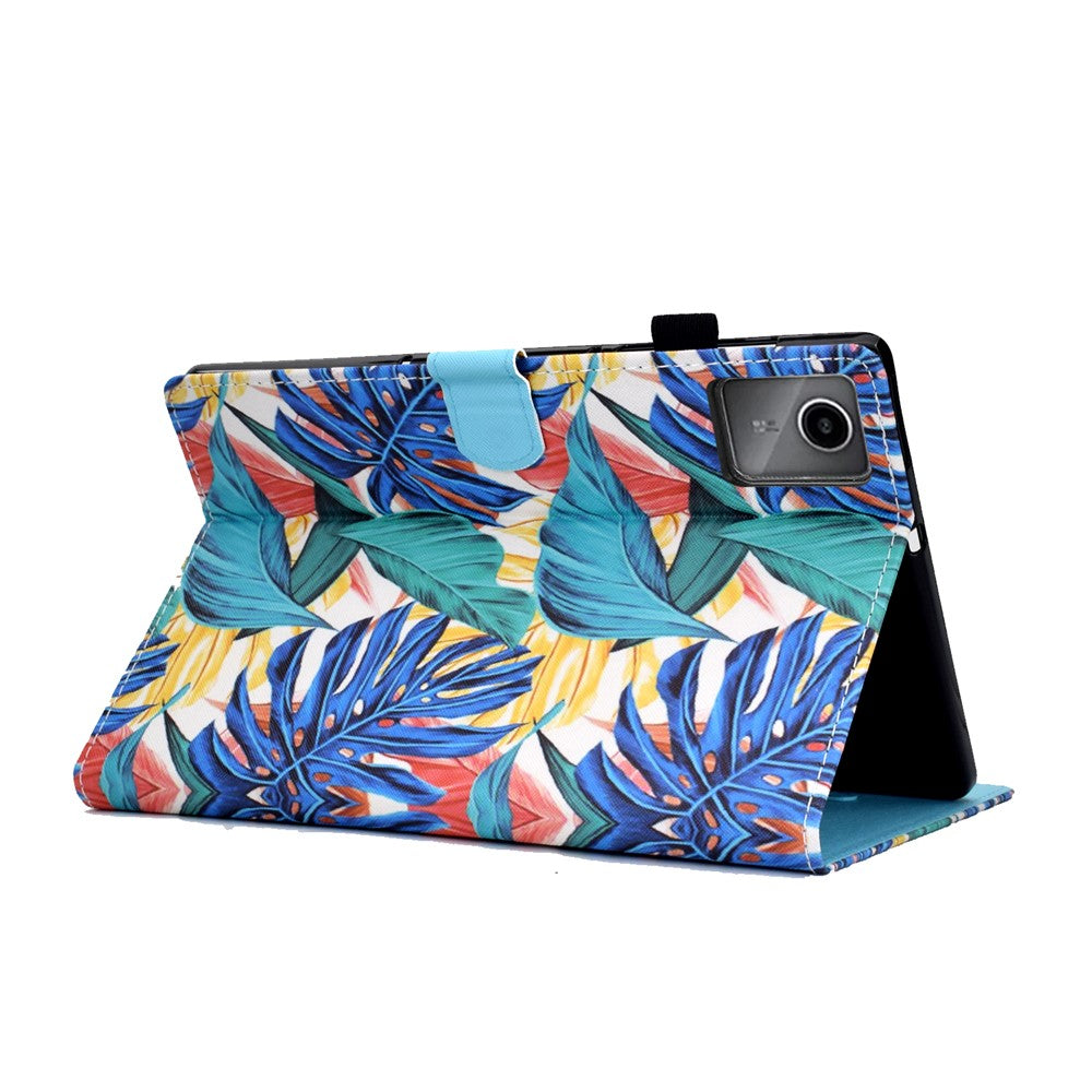 For Lenovo Xiaoxin Pad 11 2025 Case Pattern Printing Leather Tablet Cover with Card Holder - Leaves