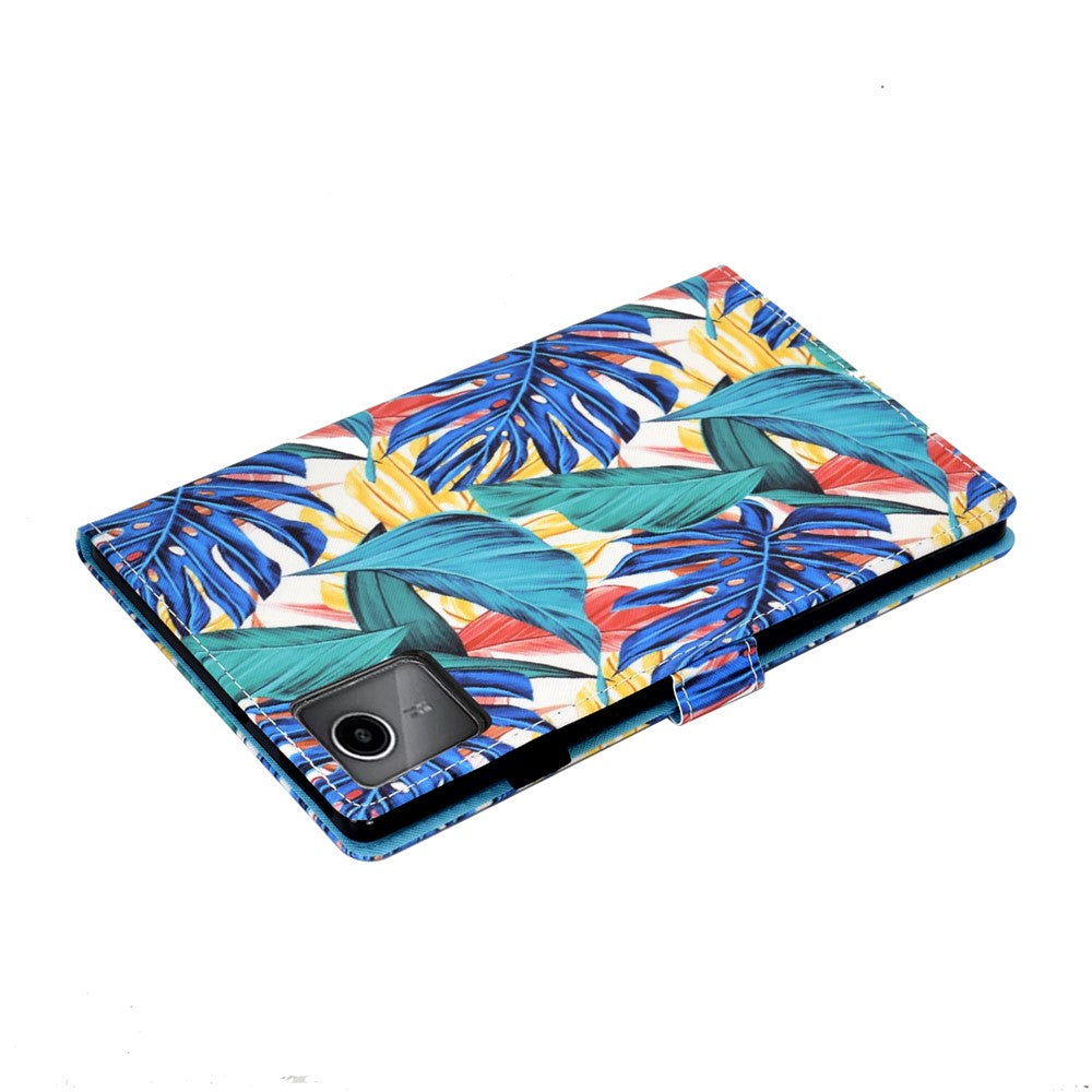 For Lenovo Xiaoxin Pad 11 2025 Case Pattern Printing Leather Tablet Cover with Card Holder - Leaves