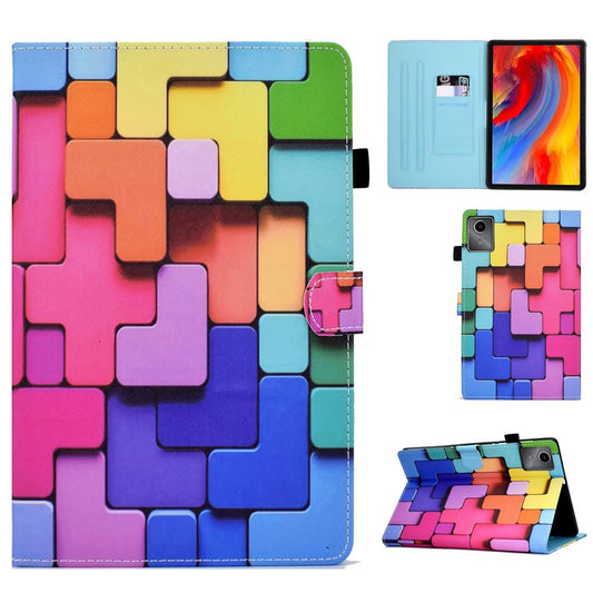 For Lenovo Xiaoxin Pad 11 2025 Case Pattern Printing Leather Tablet Cover with Card Holder - Square