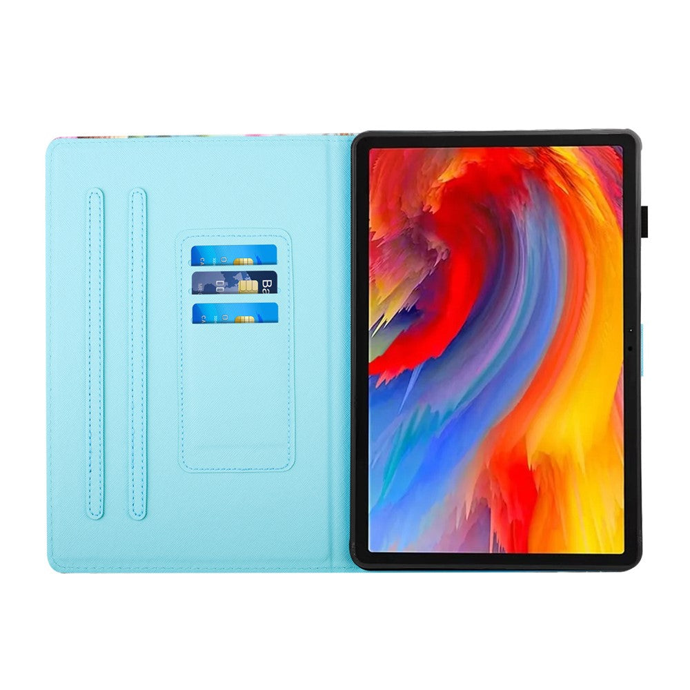 For Lenovo Xiaoxin Pad 11 2025 Case Pattern Printing Leather Tablet Cover with Card Holder - Yellow Cat
