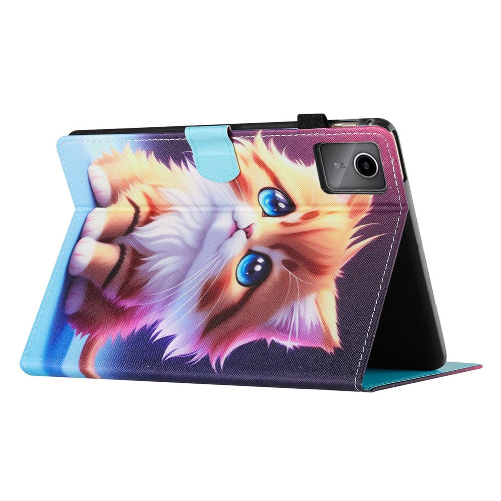 For Lenovo Xiaoxin Pad 11 2025 Case Pattern Printing Leather Tablet Cover with Card Holder - Yellow Cat