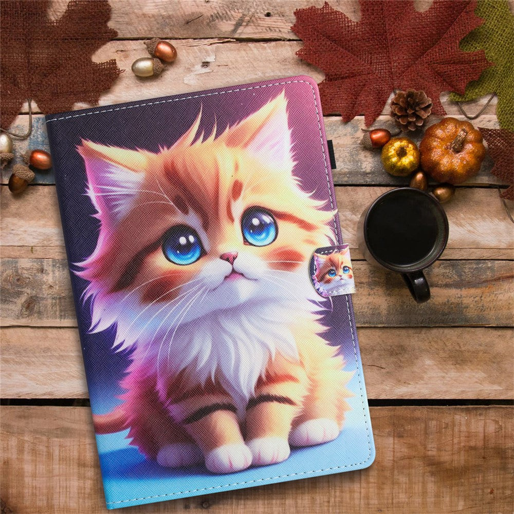 For Lenovo Xiaoxin Pad 11 2025 Case Pattern Printing Leather Tablet Cover with Card Holder - Yellow Cat